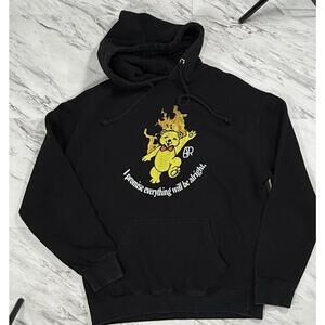 AR Burning Teddy Bear Graphic Streetwear Hoodie Size M Y2K Grunge #9